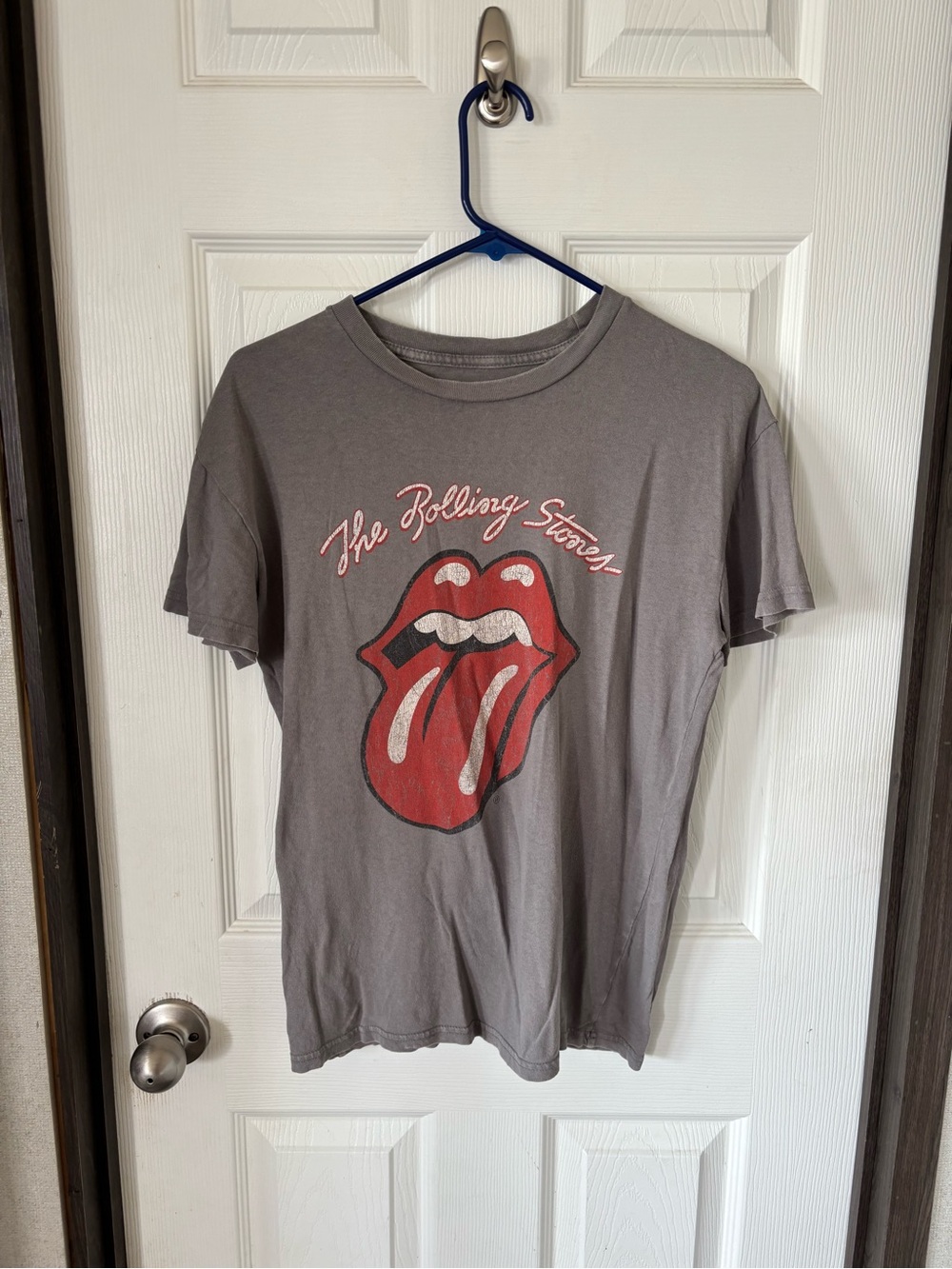The Rolling Stones Tongue Logo Tee - Gray with Red Graphic